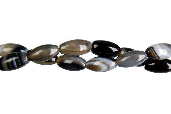 Black Sardonyx Beads - Black - Rice - 6x12mm - 16-inch - unbranded beads for jewelry making