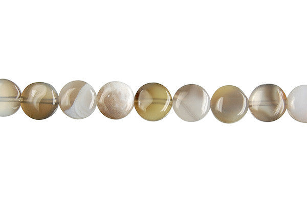 Botswana Agate Beads - Coin - 8x8mm - 16-inch - unbranded beads for jewelry making