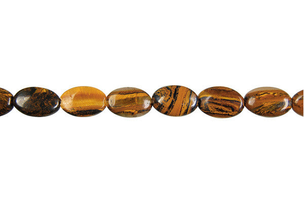 Tiger Iron Jasper Beads - Tiger Iron (AAA) Flat Oval - 8x12mm - 16-inch - unbranded beads for jewelry making