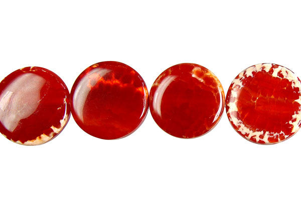 Fire Crackle Agate Beads - Red) Coin - 23-28mm - 14-16-inch - unbranded beads for jewelry making