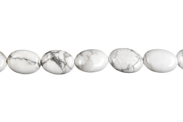 Howlite Beads - Flat Oval - 8x12mm - 16-inch - unbranded beads for jewelry making