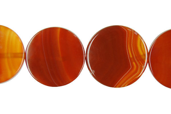 Red Agate Beads - Coin - 25-28mm - 14-16-inch - unbranded beads for jewelry making