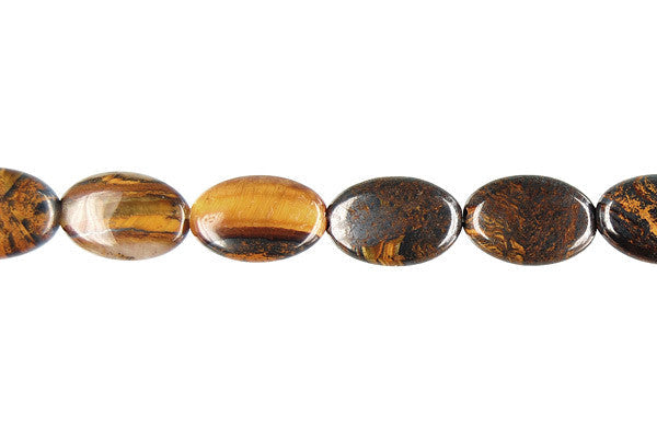 Tiger Iron Jasper Beads - Tiger Iron (AAA) Flat Oval - 10x14mm - 16-inch - unbranded beads for jewelry making
