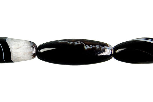 Black Onyx Beads - Rice (Crystal) - 15x40mm - 14-15-inch - unbranded beads for jewelry making