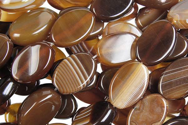 Sardonyx Beads - Coffee - Flat Oval - 14x20mm - 16-inch - unbranded beads for jewelry making