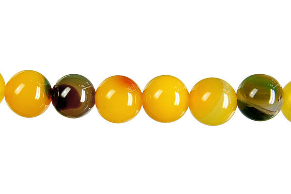 Agate Beads - Yellow) Round - 12mm - 15-16-inch - unbranded beads for jewelry making