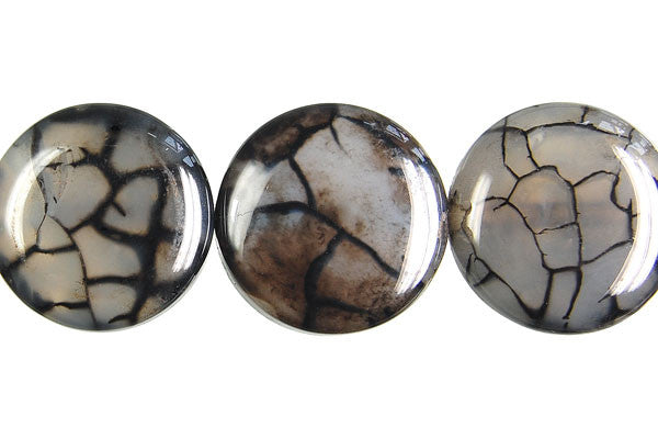 Dragon Vein Agate Beads - Black) Coin - 24-28mm - 14-15-inch - unbranded beads for jewelry making