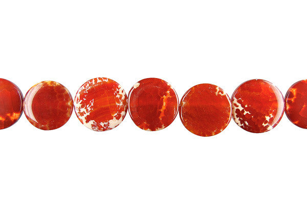 Fire Crackle Agate Beads - Red) Coin - 22-24mm - 14-16-inch - unbranded beads for jewelry making