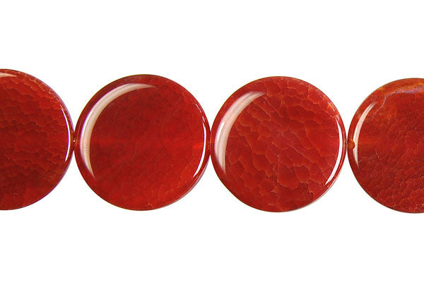 Fire Crackle Agate Beads - Red) Coin - 28-32mm - 14-16-inch - unbranded beads for jewelry making