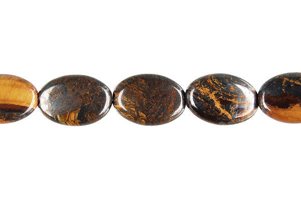 Tiger Iron Jasper Beads - Tiger Iron (AAA) Flat Oval - 12x16mm - 16-inch - unbranded beads for jewelry making