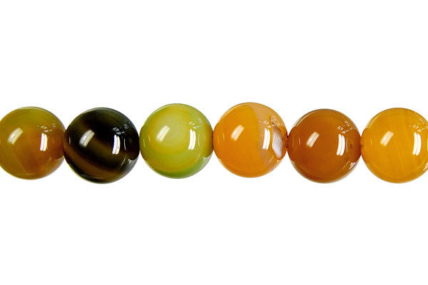 Agate Beads - Yellow) Round - 14mm - 15-16-inch - unbranded beads for jewelry making