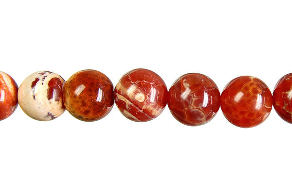 Fire Crackle Agate Beads - Red) Round - 14mm - 15-16-inch - unbranded beads for jewelry making