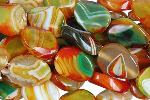 Agate Beads - Rainbow) Twisted Flat Oval - 15x20mm - 15-16-inch - unbranded beads for jewelry making