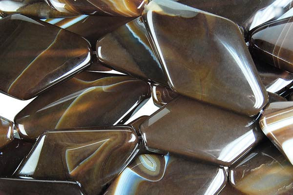 Sardonyx Beads - Coffee - Diamond - 25x40mm - 16-inch - unbranded beads for jewelry making