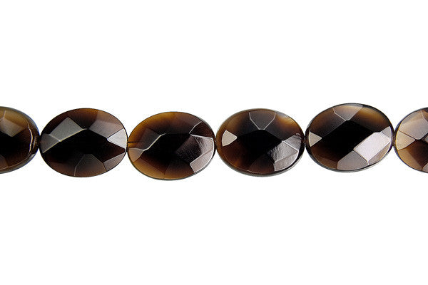 Black Onyx Beads - Faceted Flat Oval (Transparent) - 12x16mm - 16-inch - unbranded beads for jewelry making