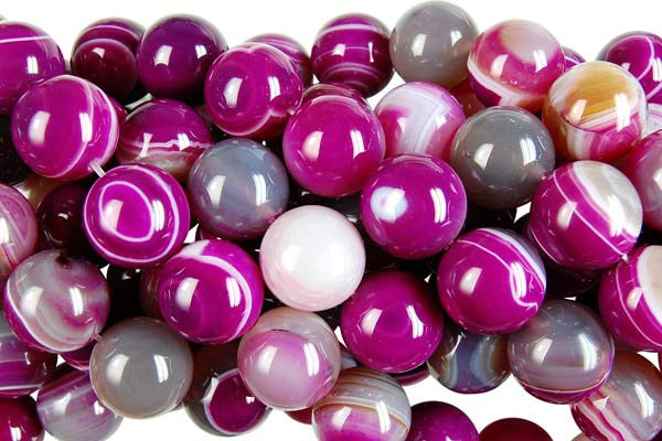 Agate Beads - Violet) Round - 18mm - 16-inch - unbranded beads for jewelry making