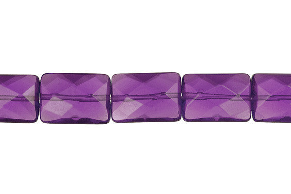 Amethyst Quartz Glass Beads - Faceted Rectangle - 12x16mm - 16-inch - unbranded beads for jewelry making
