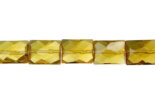 Champagne Quartz Glass Beads - Faceted Rectangle - 12x16mm - 16-inch - unbranded beads for jewelry making
