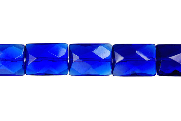Royal Blue Quartz Glass Beads - Faceted Rectangle - 12x16mm - 16-inch - unbranded beads for jewelry making
