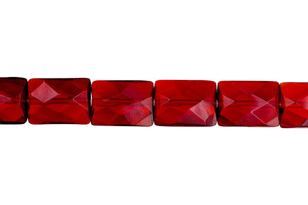 Garnet Quartz Glass Beads - Faceted Rectangle - 12x16mm - 16-inch - unbranded beads for jewelry making