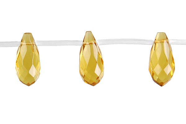 Champagne Quartz Glass Beads - Faceted Thin Briolette - 8x16mm - 16-inch - unbranded beads for jewelry making