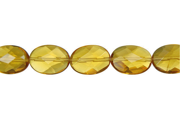 Champagne Quartz Glass Beads - Faceted Flat Oval - 13x18mm - 16-inch - unbranded beads for jewelry making