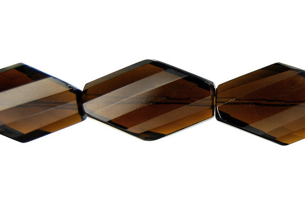 Smoky Quartz Glass Beads - Twisted Diamond - 20x30mm - 16-inch - unbranded beads for jewelry making