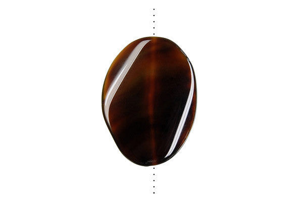 Sardonyx (Coffee) Twisted Flat Oval (Vertical Drilled) - 25x35mm - Piece - unbranded Sardonyx (Coffee) pendant for jewelry making