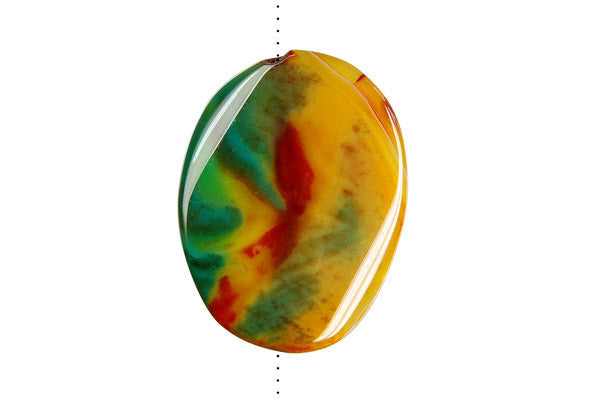 Agate (Rainbow) Twisted Flat Oval (Rainbow Vertical Drilled) - 30x40mm - Piece - unbranded Agate pendant for jewelry making