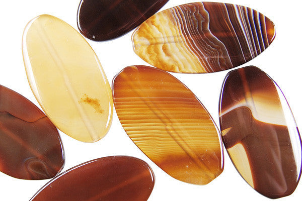 Sardonyx (Coffee) Flat Rice - 25x50mm - Piece - unbranded Sardonyx (Coffee) pendant for jewelry making