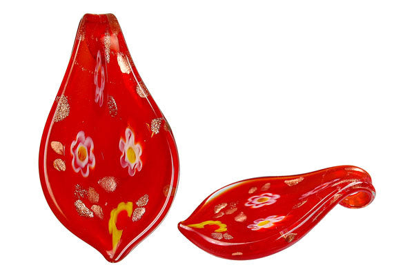 Lampwork Art Glass Smooth Leaf Pendants - 52 Styles