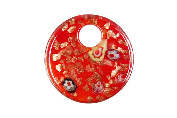 Lampwork Art Glass Coin Pendants - 14 Styles