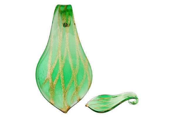 Lampwork Art Glass Smooth Leaf Pendants - 52 Styles