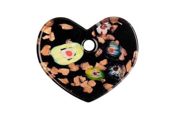 Lampwork Art Glass Flat Heart Pendants - 19 Styles