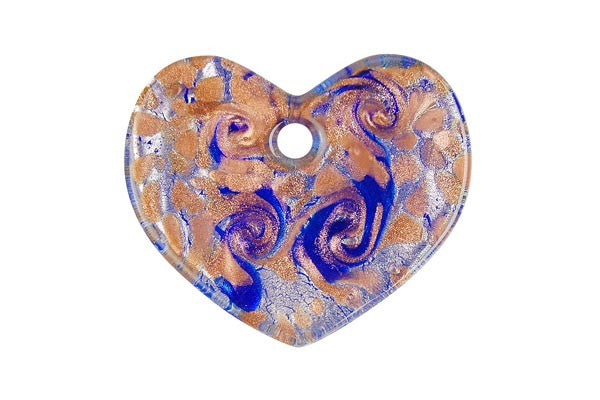 Lampwork Art Glass Flat Heart Pendants - 19 Styles