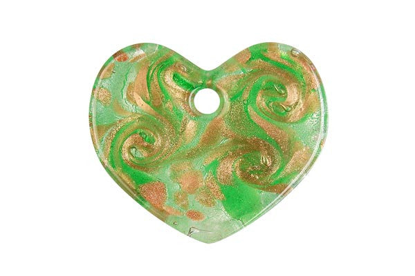 Lampwork Art Glass Flat Heart Pendants - 19 Styles