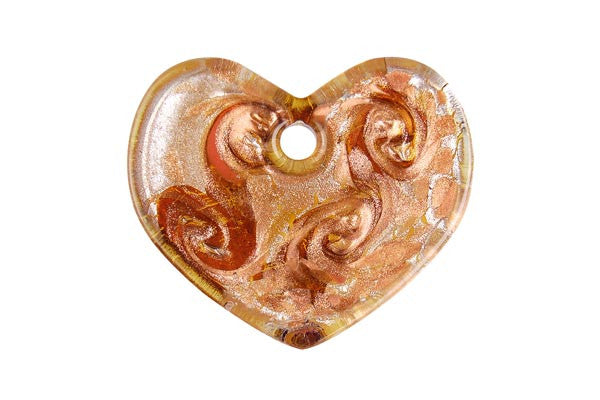 Lampwork Art Glass Flat Heart Pendants - 19 Styles