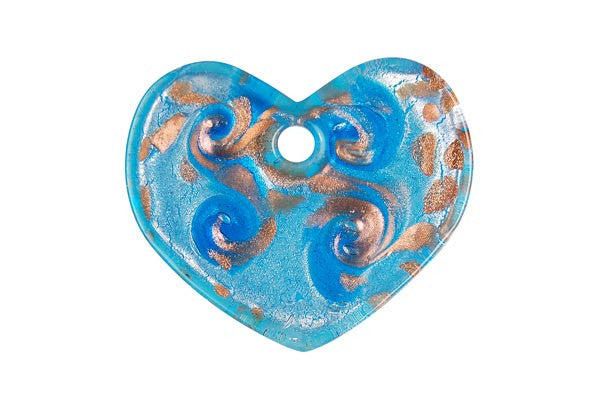 Lampwork Art Glass Flat Heart Pendants - 19 Styles