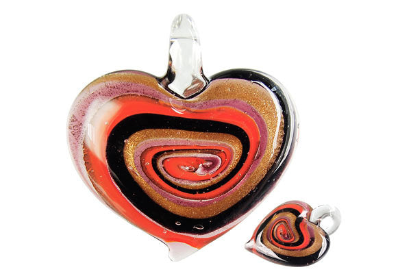 Lampwork Art Glass Heart Pendants - 46 Styles