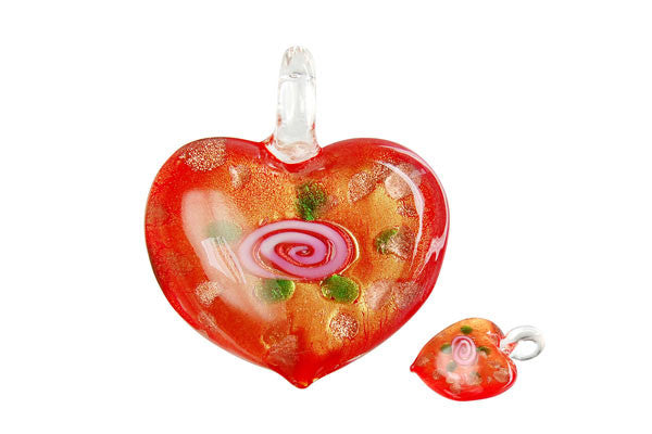Lampwork Art Glass Heart Pendants - 46 Styles