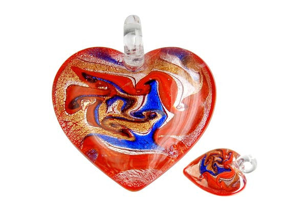 Lampwork Art Glass Heart Pendants - 46 Styles