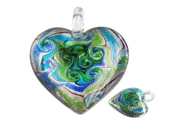 Lampwork Art Glass Heart Pendants - 46 Styles