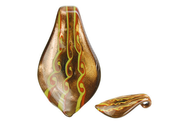 Lampwork Art Glass Smooth Leaf Pendants - 52 Styles