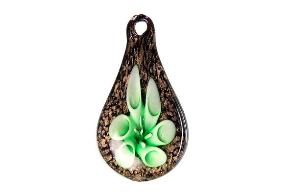 Lampwork Art Glass Briolette Flower Pendants - 2 Styles