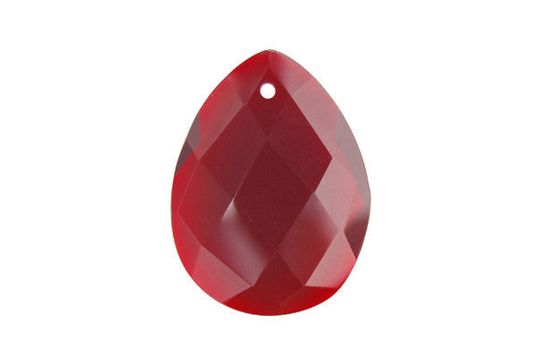 Ruby Quartz Glass Pendants: Flat Oval, Briolette & Rose - 3 Styles