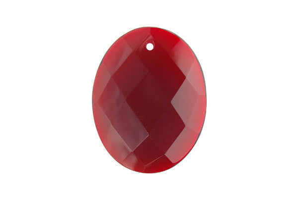 Ruby Quartz Glass Pendants: Flat Oval, Briolette & Rose - 3 Styles