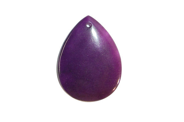 Colored Jade (Amethyst) Flat Briolette - 30x40mm - Piece - unbranded Colored Jade pendant for jewelry making