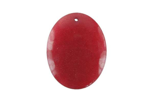 Colored Jade (Red) Flat Oval - 30x40mm - Piece - unbranded Colored Jade pendant for jewelry making