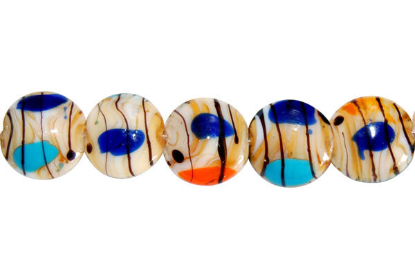 Lampwork Foil Glass Button Beads - Button - Amber - 20x20mm 8-inch - unbranded beads for jewelry making