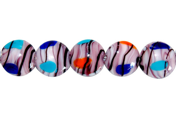 Lampwork Foil Glass Button Beads - Button - Purple - 20x20mm 8-inch - unbranded beads for jewelry making